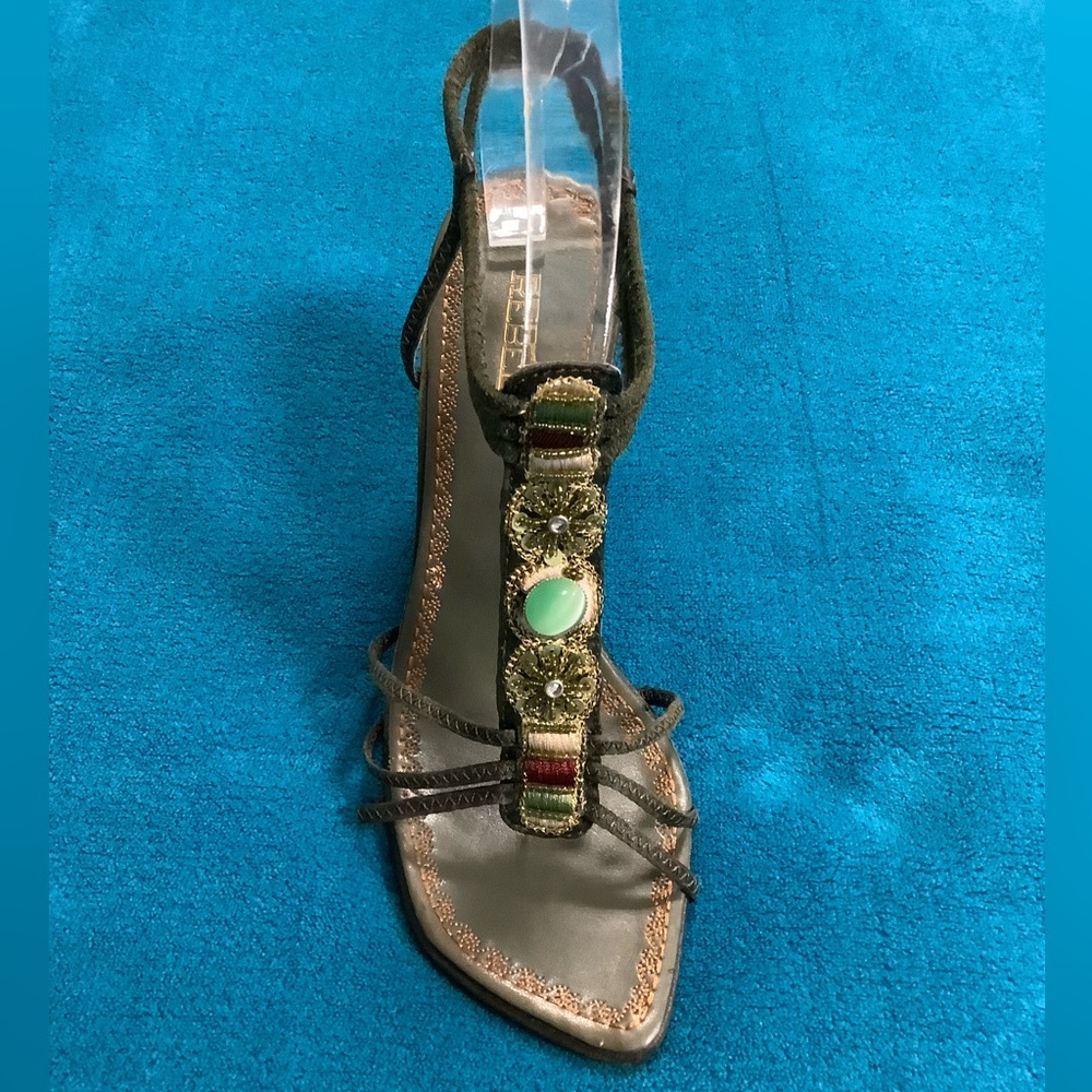 Rebel Y2K olive strappy sandals